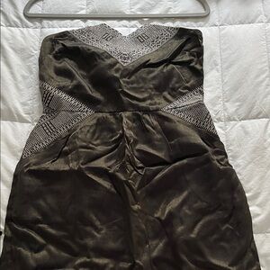 Ecote Strapless Olive Green and Goldish Dress